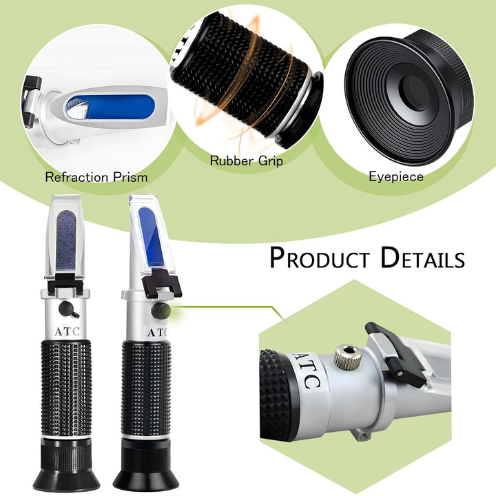 Seawater Salinity Refractometer, Automatic Temperature Compensation Sea Water Salinity Measurer for Aquarium, Hydrometer, 0-100Ppt & 1.000-1.070 Salinity Specific Gravity