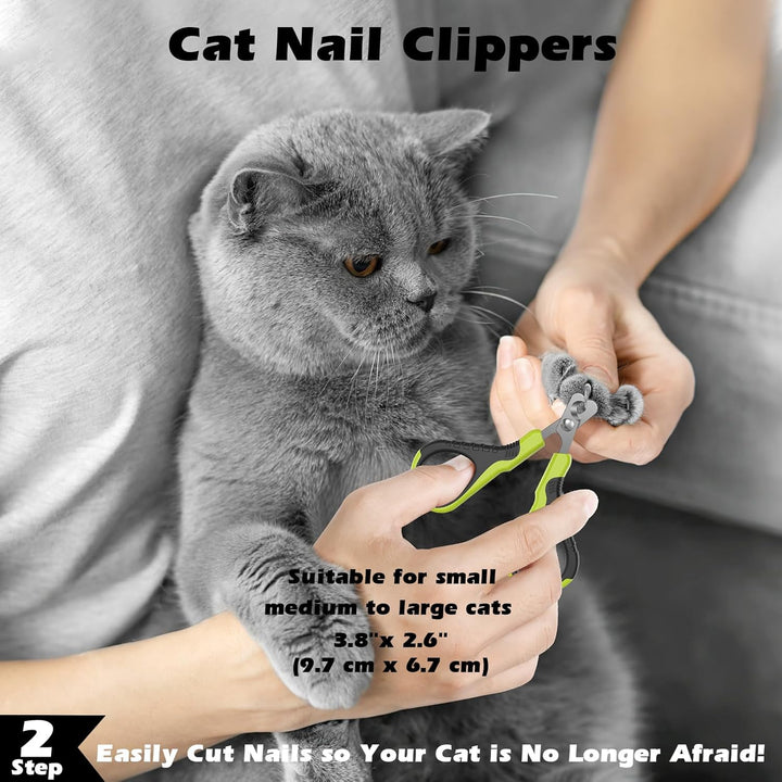 3PCS Cat Grooming Supplies,Cat Brush & Nail Clipper/Trimmer & Flea Comb for Shedding Indoor Cats Dogs and Small Animals - Meet All Your Pet'S Daily Grooming Needs - All in One Set (Black)