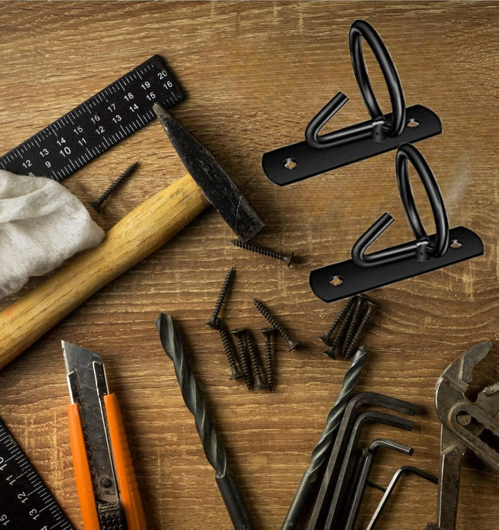 Metal Bucket Hangers for Horse Stalls - Wall Mount Bucket Holder for Grain Feed - Black