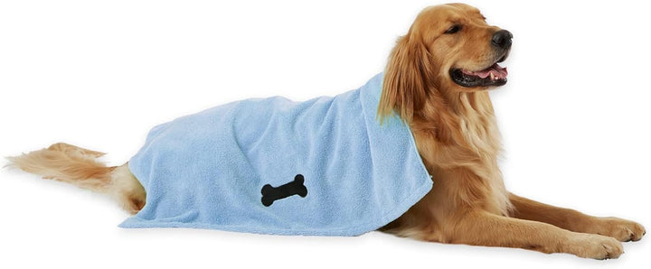 Pet Grooming Towel Collection Absorbent Microfiber X-Large, 41X23.5", Embroidered Gray