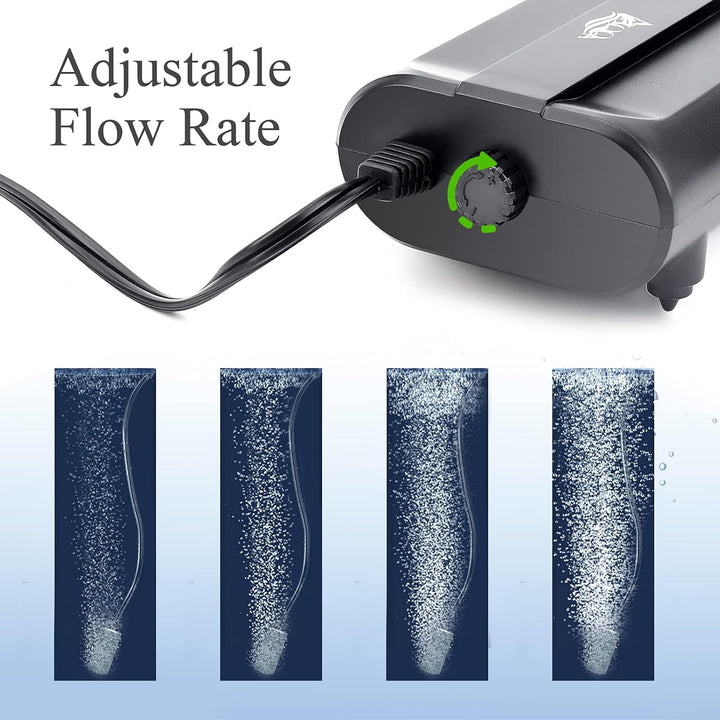 Aquarium Air Pump,3.5W 5W Dual Outlet Oxygen Pump with 2 Air Stone,Adjustable Air Valve Quiet Bubbler Pump,Up to 160 Gallon Fish Tank (3.5W)