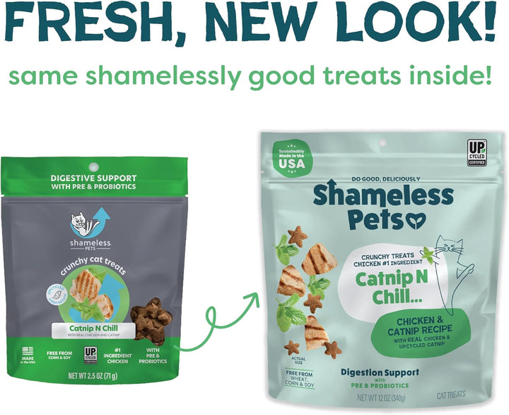 Crunchy Cat Treats - Catnip Treats for Cats with Digestive Support, Kitten Treats with Real Chicken, Natural & Healthy Flavored Feline Snacks - Catnip N Chill, 1-Pk (12 Oz)