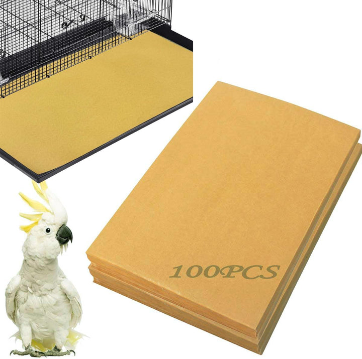 100PCS Bird Cage Liner Papers, Disposable Cage Paper Liners Precut Absorbent Cushion Pad Mat Accessories for Pet Bird Parrot (White)