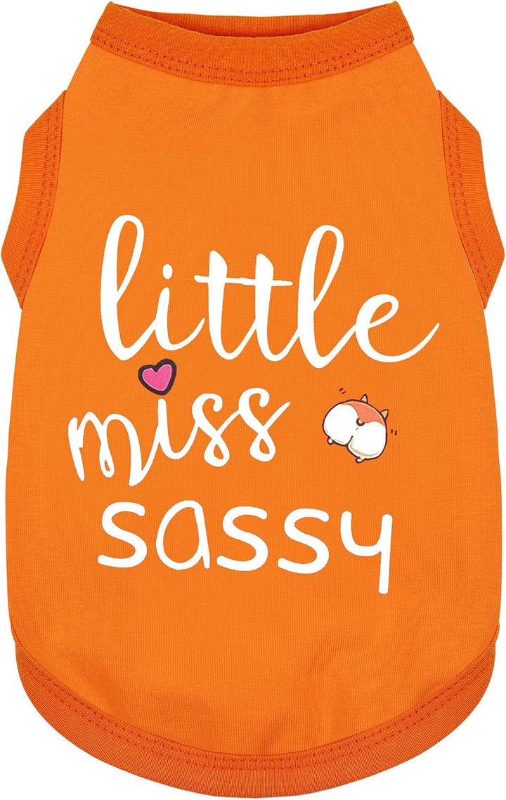 Dog Clothes Fashionable Sleeveless Pet Vest: 'Little Miss Sassy' Printed Cotton Dog Shirt, Ideal for Small, Medium, and Large Breeds, Ensuring Comfort and Breathability Rose Red S