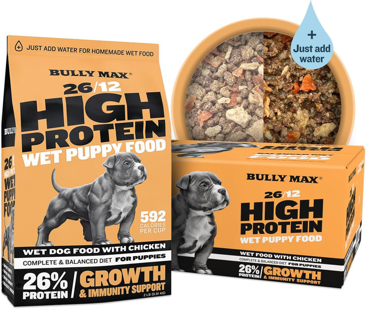 Wet Puppy Food - Instant Fresh Dehydrated High Protein Soft Dog Food with Chicken - Healthy Growth for Small & Large Breed Puppies - 2 Dry Dog Food Pounds (Makes 5.5 Lbs. of Wet Food)