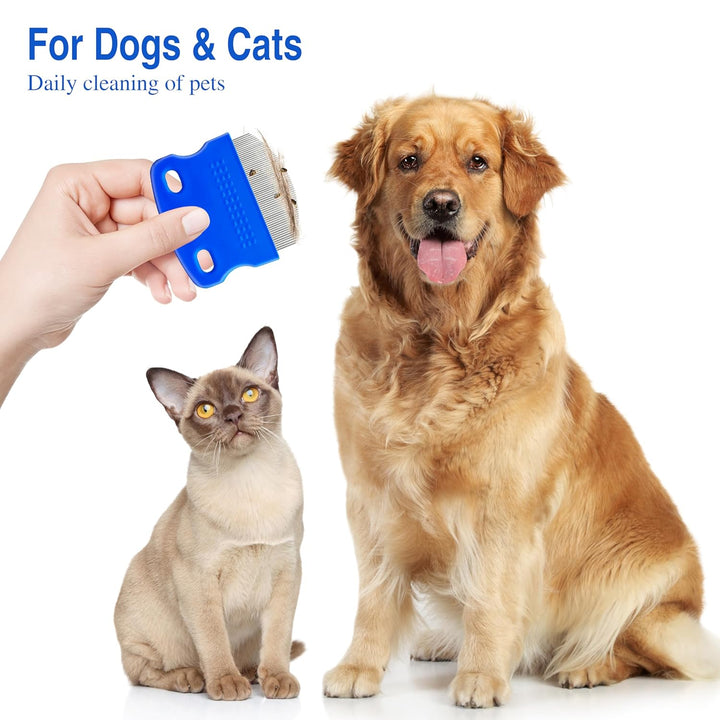 2 Pack Professional Eye Comb for Pets,Stainless Steel Tear Stain Remover,Flea Lice Comb,For Cats & Dogs,Gentle Round-Head Grooming Tool,Precisely Removes Stains, Dirt and Debris from the Eye Area