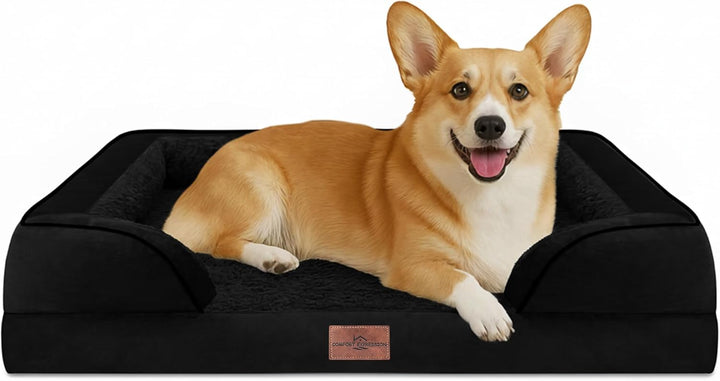 Orthopedic Dog Bed for Extra Large Dogs 42X30 Inch, Waterproof Supportive Egg Crate Foam XL Pet Bed with Removable Bolsters, Dog Couch with Washable Cover & Non-Slip Bottom, Grey