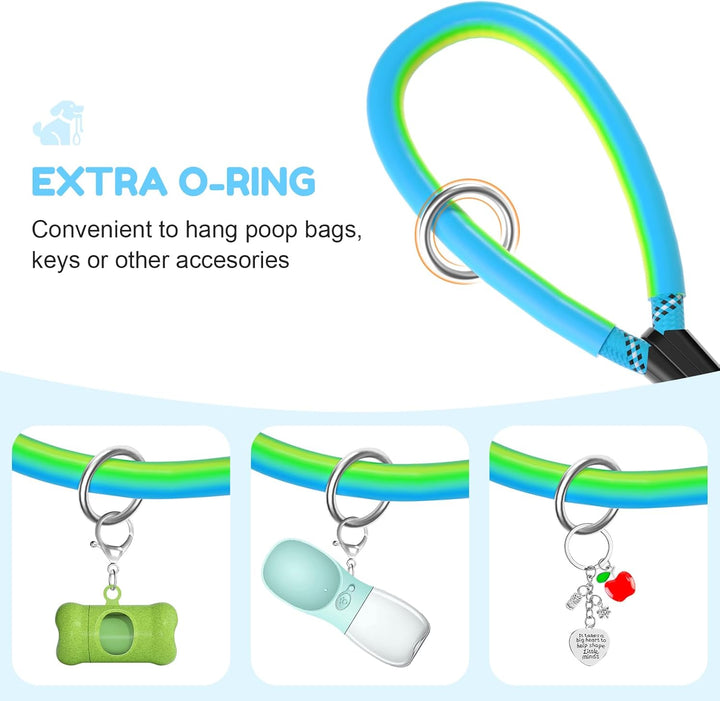 Heavy Duty Dog Leash 2 Handles 4/5/6Ft-Blue  Dog Leashes for Medium Large Dogs That Pull 1/2 Inch 1000Lb Strength Thick Rope Leash PVC Waterproof-Handles Metal Hook Nighttime Safety