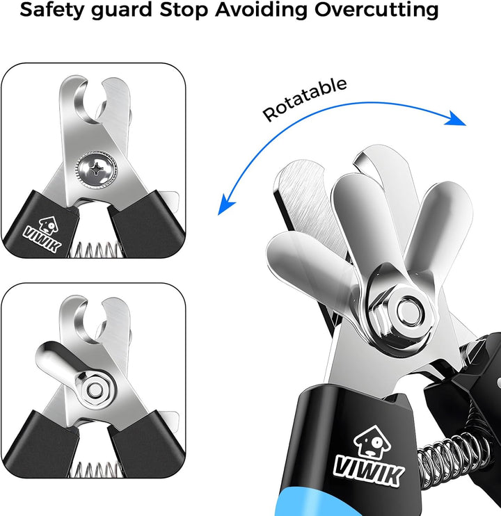 Dog Nail Trimmers for Large Medium Dogs, Cats, Professional Dog Nail Clippers with File Quick Sensor & Safety Guard to Avoid Overcutting, Pet Claw Paw Clipper for Grooming with Toenail File Blue