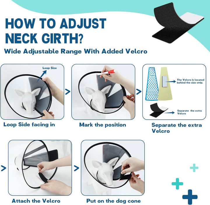 Dog Cone Collar Adjustable after Surgery, Comfortable Pet Recovery Collar & Cone for Large Medium Small Dogs, Elizabethan Dog Neck Collar Plastic Practical