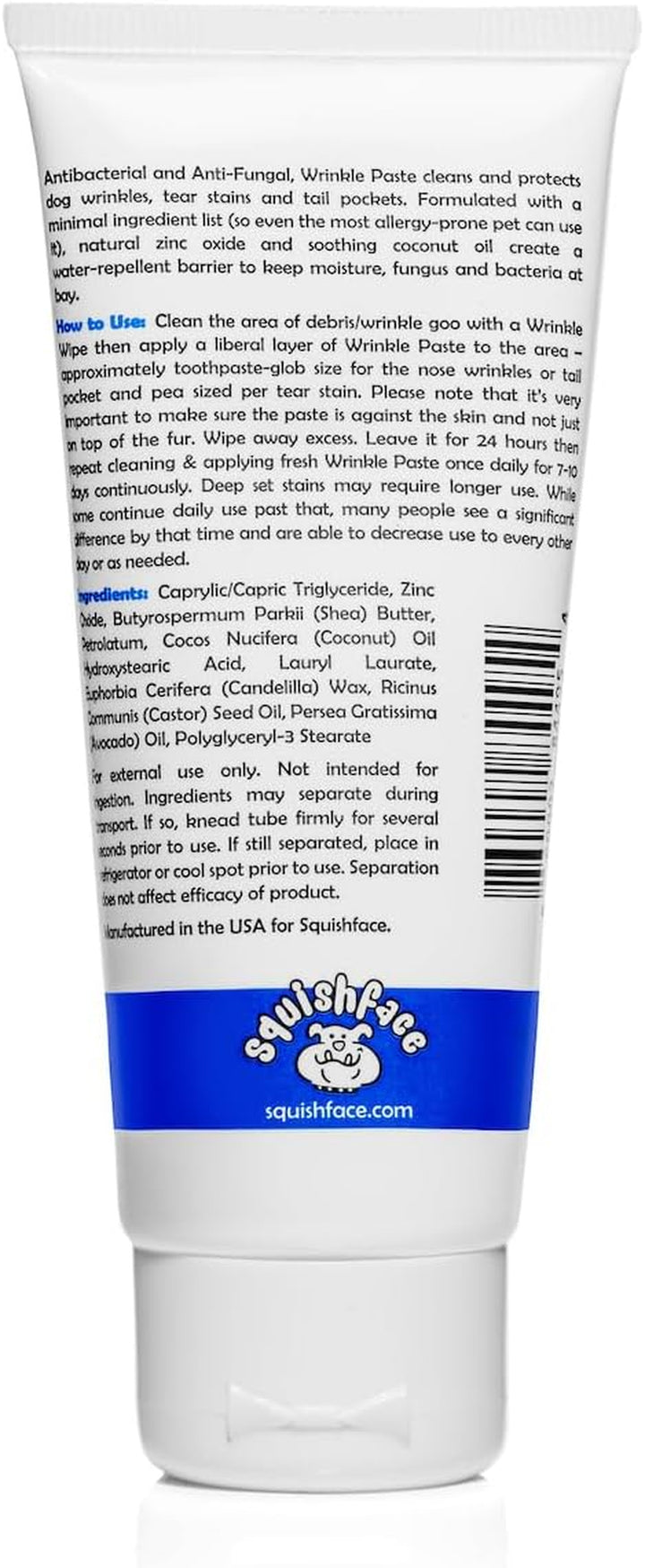 Wrinkle Paste - Bulldog, French Bulldog, Pug, English Bulldog – Cleans Wrinkles, Tear Stain, Tail Pockets, and Paws – Anti-Itch Tear Stain Remover & Bulldog Wrinkle Cream, 2 Oz.