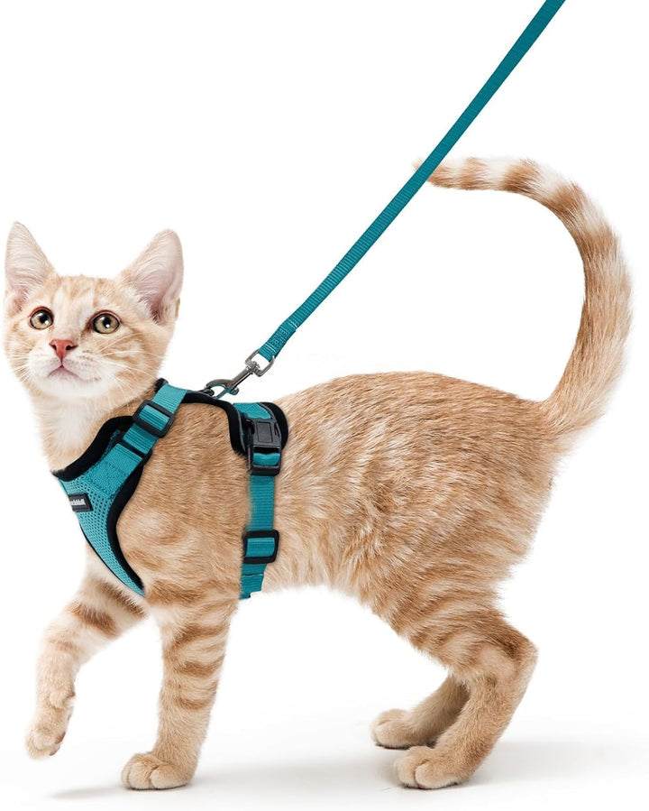 Cat Harness and Leash for Walking, Escape Proof Soft Adjustable Vest Harnesses for Cats, Easy Control Breathable Reflective Strips Jacket, Black, XS