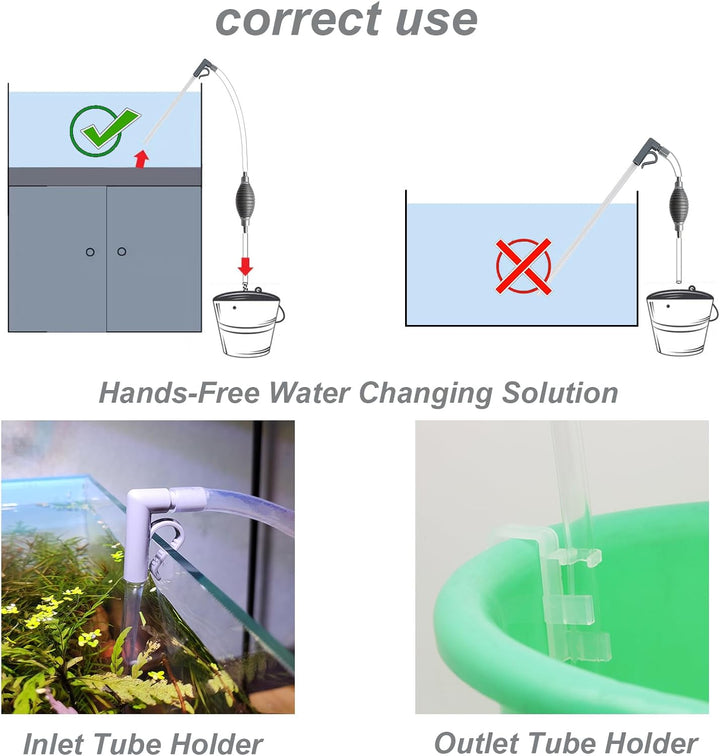 Compact Aquarium Siphon Vacuum and Water Changer Kit with Cleaning Brush. Perfect for Simultaneous Water Changing and Cleaning in Small Fish Tanks. Gravel and Sand Cleaning.