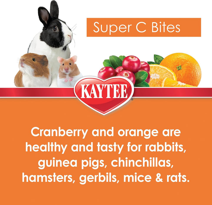 Super C Bites Treat for Pet Guinea Pigs, Adult Rabbits, Chinchillas, and Other Small Animals, Cranberry and Orange, 4 Oz