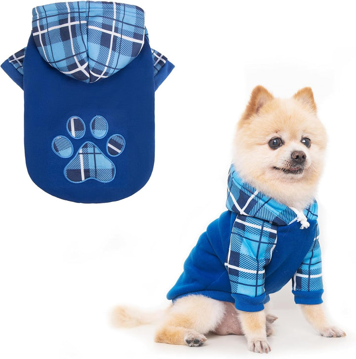 Plaid Dog Hoodie Pet Clothes Sweater with Hat and Pocket for Small Medium Large Size Dogs, Soft Winter Warm Dog Cold Weather Coat, Fleece Fall Dog Hooded Sweatshirt for Puppy Cats, Red XL