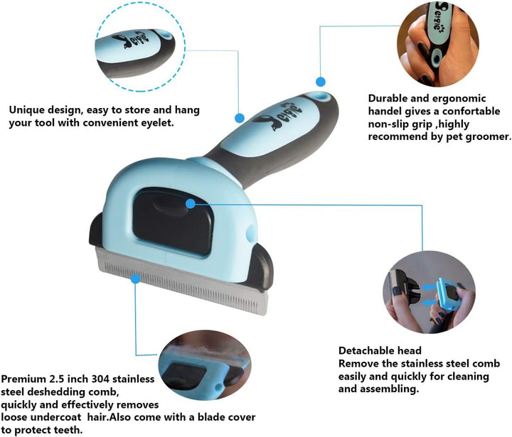 Cat Brush & Cat Comb for Shedding, 2.5Inch Blue - Hair Brush for Long Hair and Short Hair, Pet Grooming Tool for Small to Medium Dogs and Cats, Detangle, Eco Friendly, Weekly Grooming