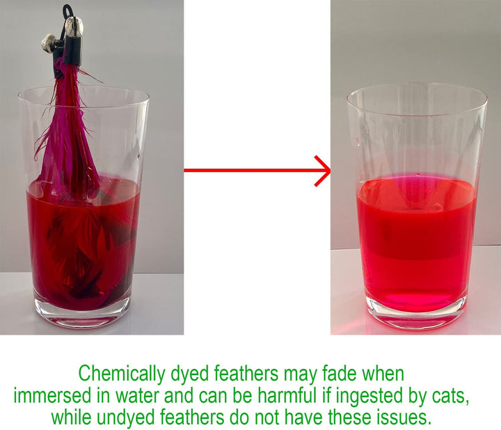 Cat Toys - No Chemical Dyeing Cat Feather Toys for Indoor Cats - Include Cat Wand and Natural Feather Refills