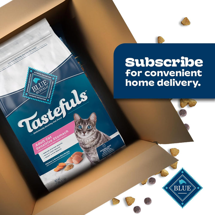 Tastefuls Adult Dry Cat Food Sensitive Stomach Formula, Made in the USA with Natural Ingredients, Chicken Recipe, 7-Lb. Bag