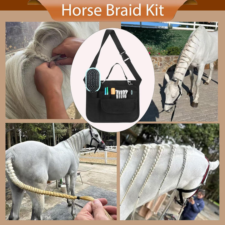 Horse Braiding Kit, Horse Mane Braiding Kit, for Horse Mane Braiding Supplies for Equestrian Show Parties