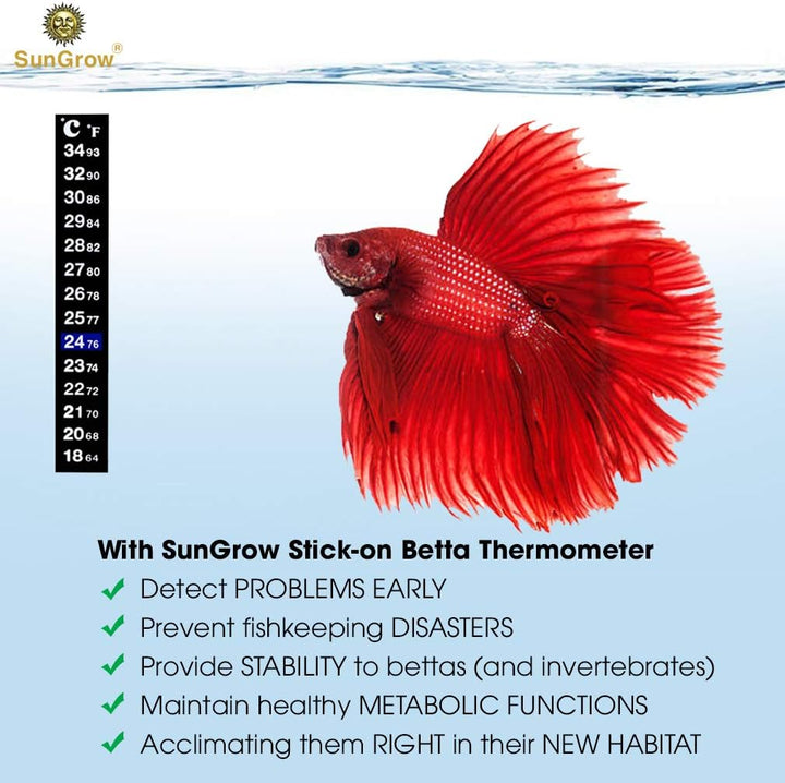 Betta Fish Tank Thermometer Stick On, Aquarium Temperature Sticker Strip, 5.2 X 0.7 Inches, Green & Blue Temperature Indicator, Amphibian and Reptile Thermometer Sticker, Black, 1 Pc