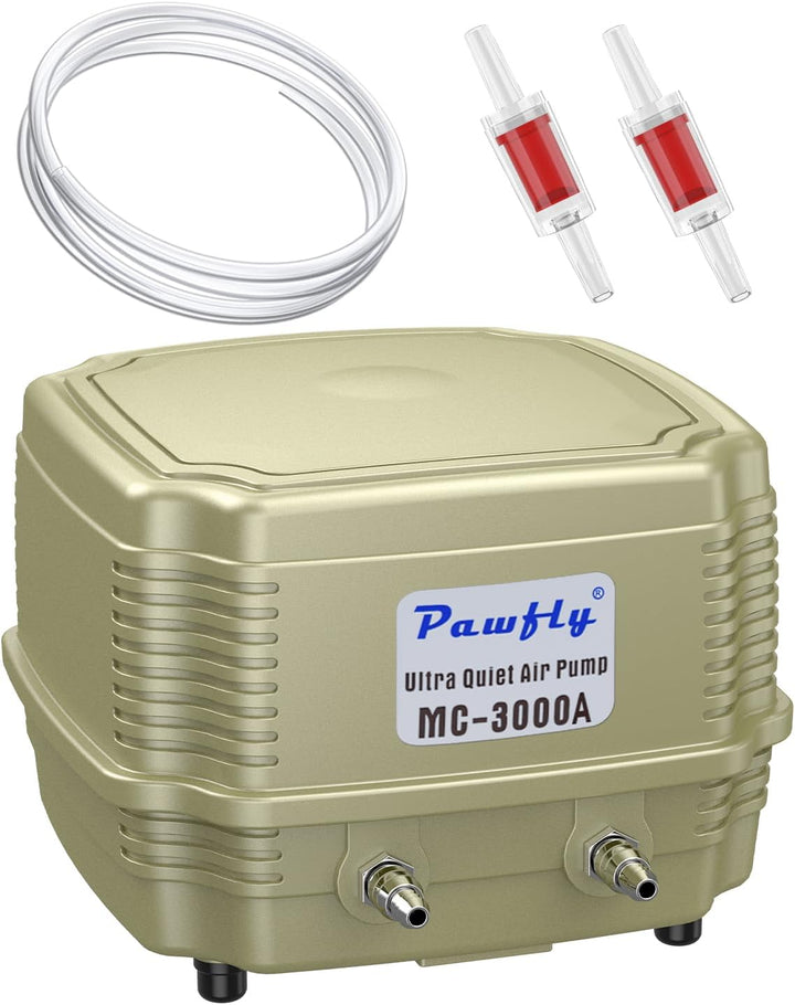 254 GPH Aquarium Air Pump Adjustable Quiet Oxygen Aerator Pump with Multi-Port Air Flow Control Lever Valve Splitter and Airline Tubing for Fish Tanks Ponds and DWC Systems up to 300 Gallons