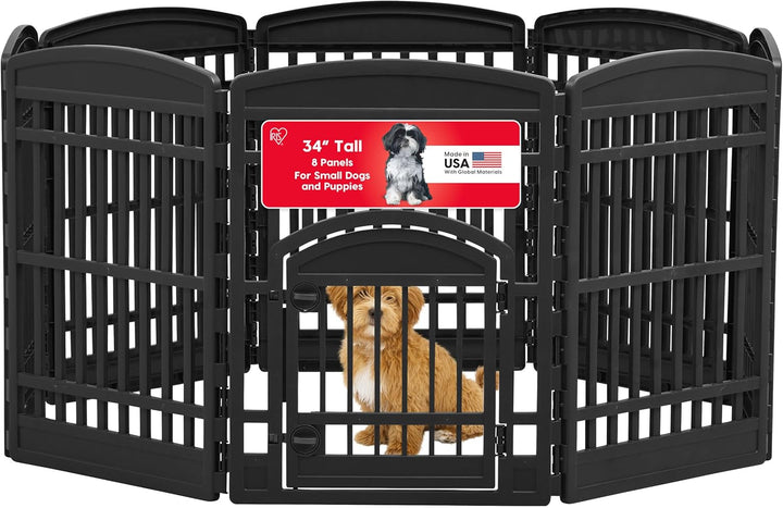 IRIS USA 24" 4-Panel Dog Playpen with Door, 35 X 35 X 24, Puppy Playpen, Dog Play Pen Indoors, Pet Fence, Puppies/Small Dogs, White