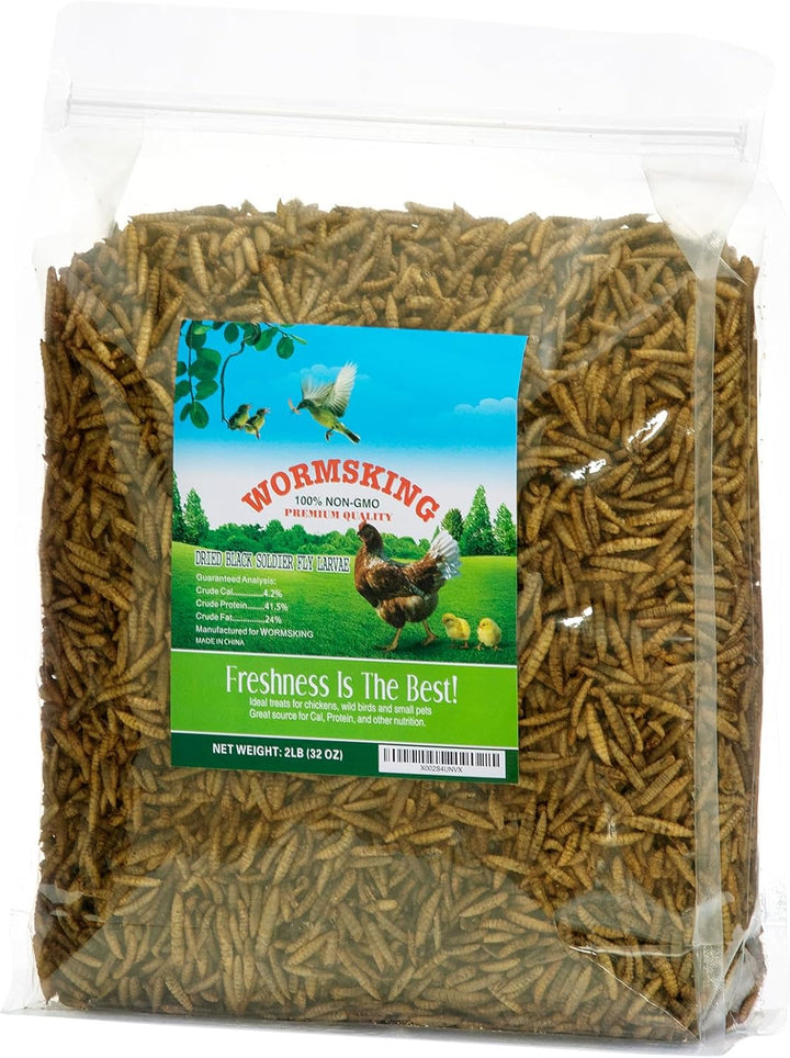 5LB Dried Black Soldier Fly Larvae, More Calcium than Dried Mealworms, High Protein Chicken Feed,Duck Food, BSFL, Duck Treats