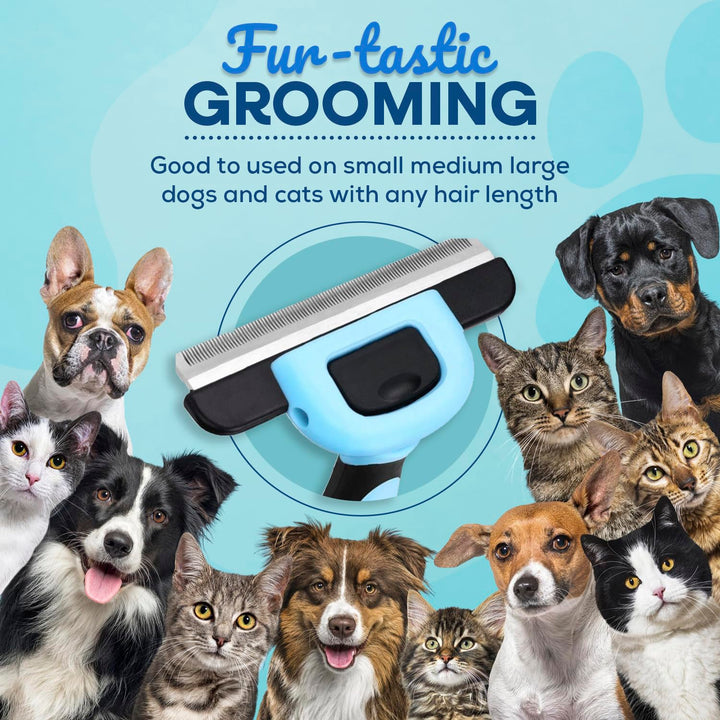 Deshedding Tool for Dogs & Cats, Pet Grooming Brush, Skin Friendly Deshedding Tool, Dog Brush for Shedding, Effectively Reduces Shedding by up to 95% for Short Medium Long Pet Hair (Blue)