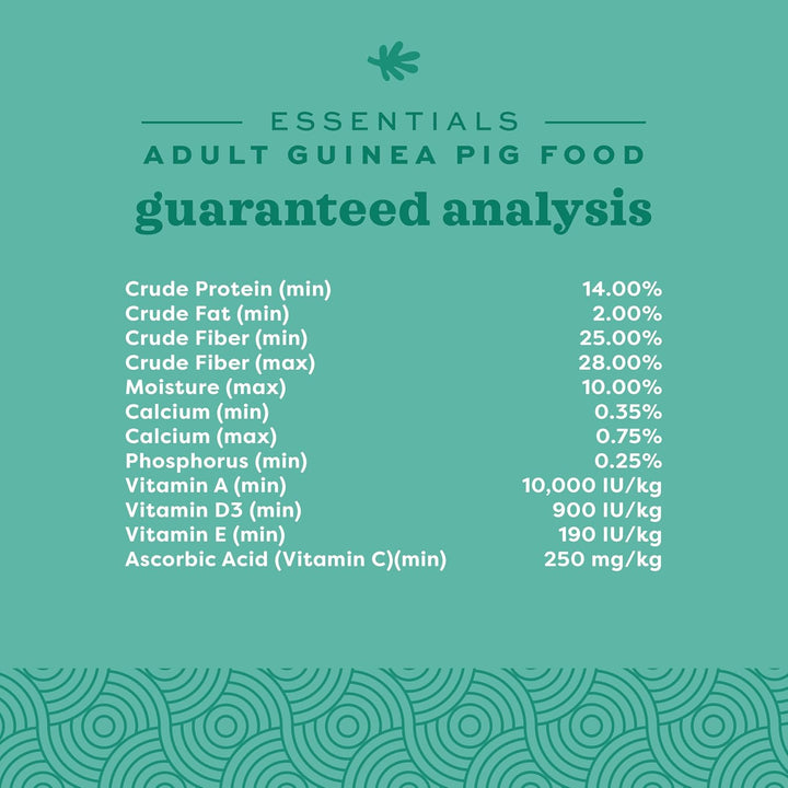 Essentials Guinea Pig Food, Adult Guinea Pig, Made with  Timothy Hay, Pet Food Pellets with Vitamin C, Small Animal Pet Products, Made in USA, High Fiber, 5 Lb. Bag