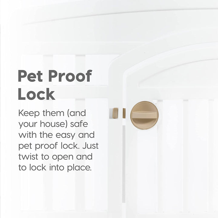 IRIS USA 24" 4-Panel Dog Playpen with Door, 35 X 35 X 24, Puppy Playpen, Dog Play Pen Indoors, Pet Fence, Puppies/Small Dogs, White