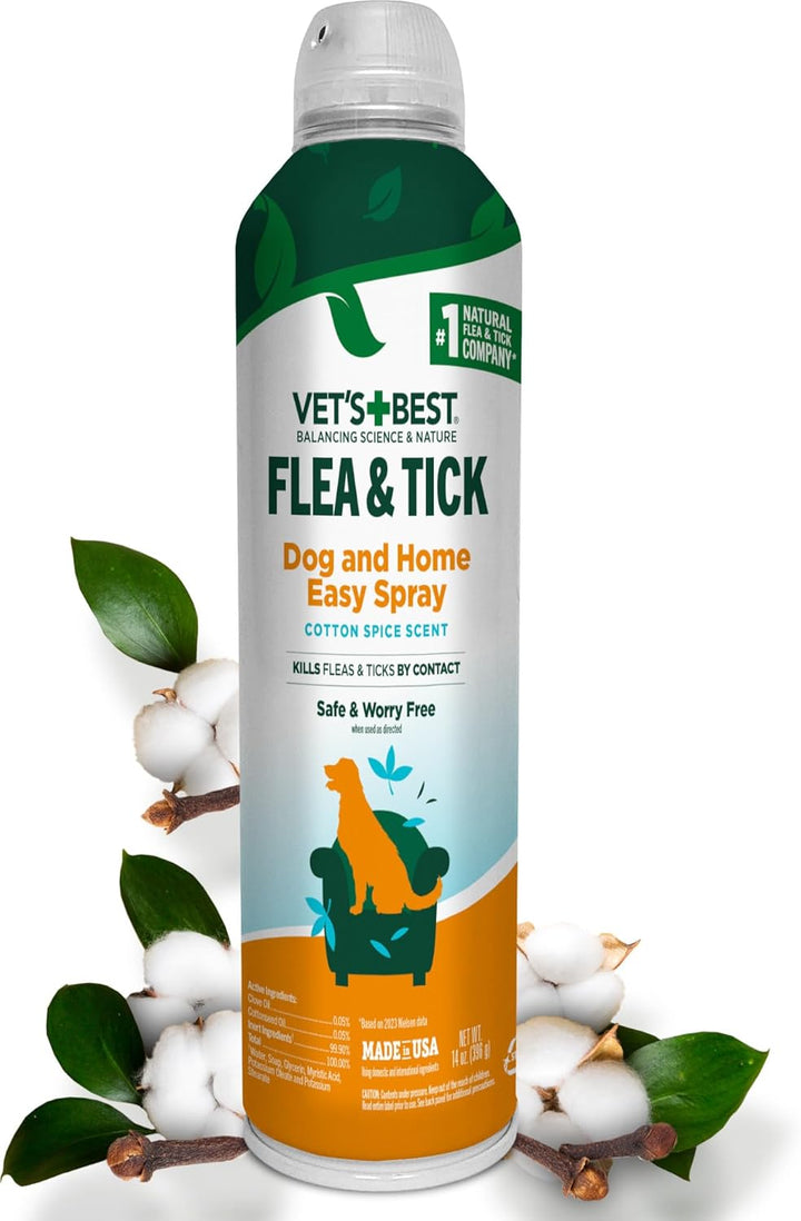 Vet’S Best Indoor Flea and Tick Spray – Dog Flea and Tick Treatment for Home, Plant-Based Formula with Natural Oils, Kills Fleas, Eggs & Ticks on Contact, Made in USA, 32 Oz