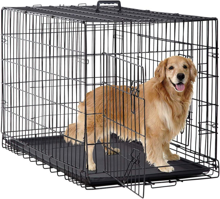 | Dog Crate | 18" | Black | Foldable Metal Kennel with Single Doors, Secure Slide-Bolt Latches, Leakproof Tray | Portable Dog Cage for Small Breeds | for Travel, Indoor & Outdoor Use