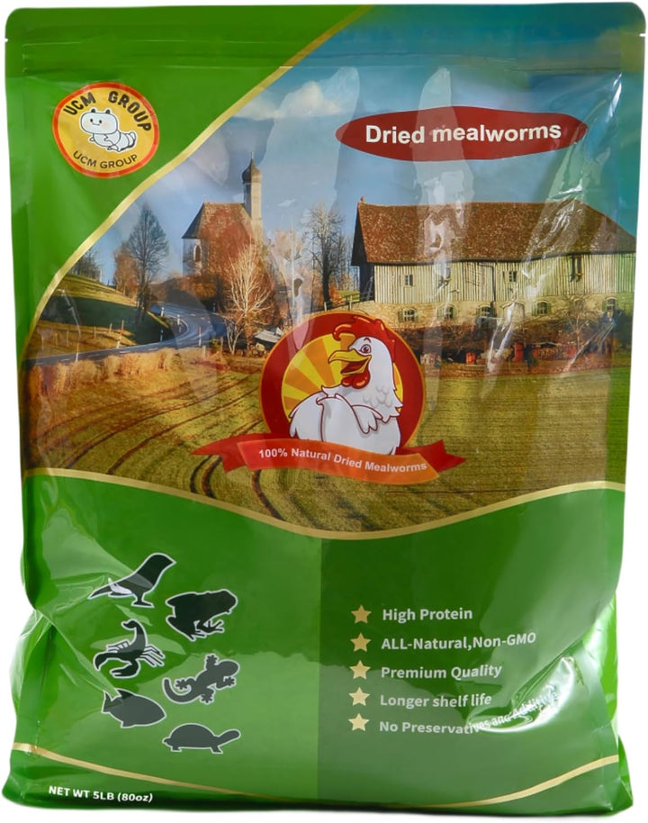 10LB Dried Mealworms for Wild Birds, Chickens, High Protein Organic Chicken Feed, 100% Non-Gmo for Chickens, Ducks, Turtles and Reptiles