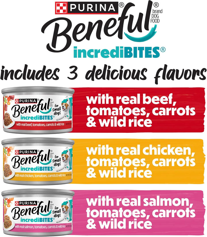 Purina  Small Breed Wet Dog Food Variety Pack, Incredibites with Real Beef, Chicken and Salmon - (Pack of 30) 3 Oz. Cans