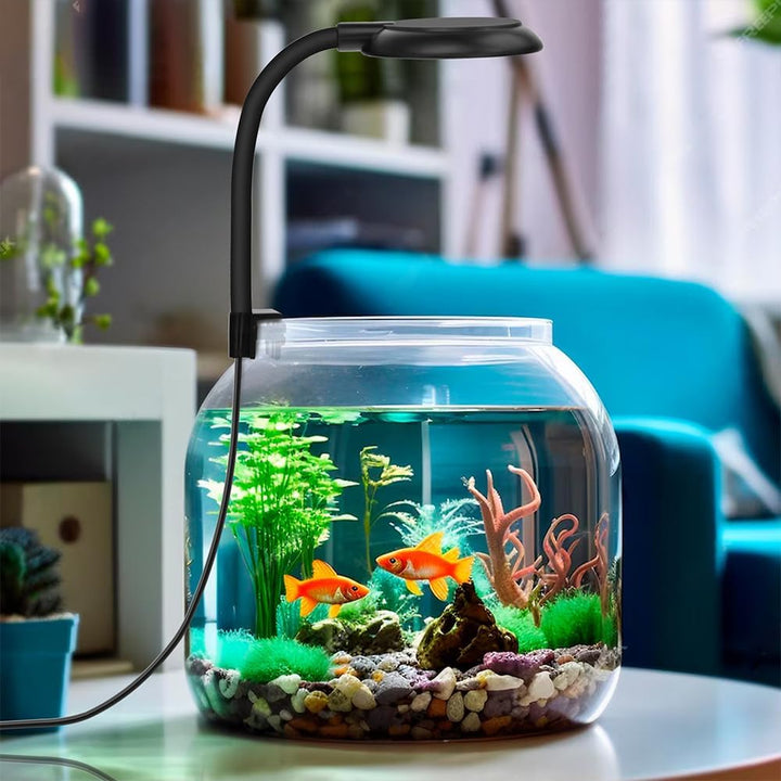Mini Clip on Aquarium Light 7W Dimmable Small Fish Tank Light USB Moving Lamp with White Red Blue Green LED for 1 to 3 Gallon Tanks