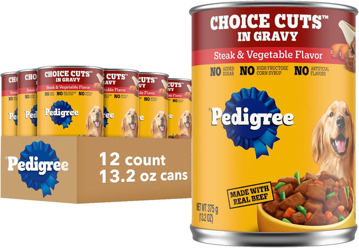 Choice Cuts in Gravy Adult Canned Soft Wet Dog Food, Beef & Country Stew, 13.2 Oz. Cans (12 Count, Pack of 1)
