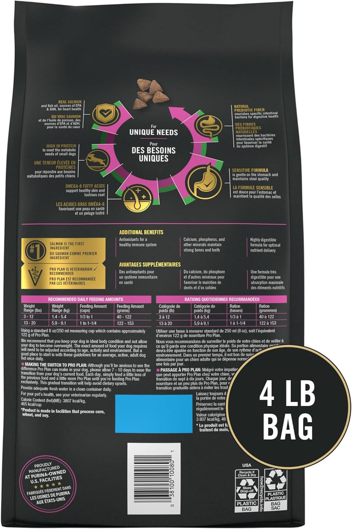 Sensitive Skin and Stomach Dog Food Small Breed, Adult Salmon & Rice Formula - 4 Lb. Bag