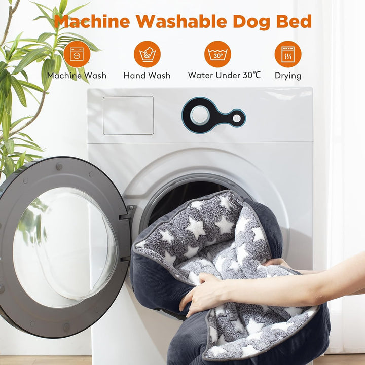 Small Dog Beds Small Size Dogs, Rectangle Washable Dog Bed, Orthopedic Dogs Sofa Bed, Pet Cuddler Anti-Slip Bottom, Soft Calming Sleeping Warming Puppy Bed (S (20"X 19"X 6"), Black)