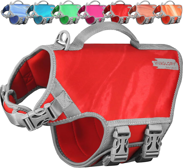 Neoprene Dog Life Vest, Dog Life Jacket for Swimming & Boating, Lightweight & Buoyancy for Puppy Doggy, Swimming Vest with Handle, XS, Raspberry Pink