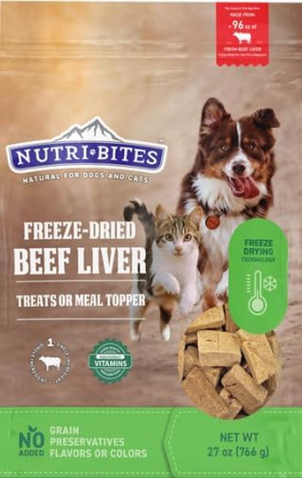 Freeze Dried Beef Liver Dog & Cat Treats | Healthy Pet Training Treats or Food Topper | All Natural, Single Ingredient, High Protein | Premium Bulk Large Size Pack (27 OZ)