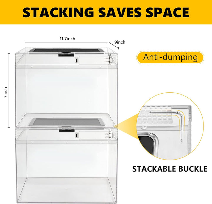 Reptile PC Terrarium,Anti Breakage 12X7X9 Inch Insect Amphibians Tank Spider Starter Kits,Top Sliding Door Screen Ventilation Mini Gecko Habitat Cages,Hygrometer Thermometer,Hide Cave,Tweezer,Sprayer