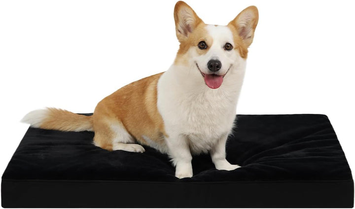 Orthopedic Dog Bed Dog Crate Bed Waterproof for Large Dogs Deluxe Plush Washable Pet Mat with Egg Crate Foam & Removable Cover, 35 X 22 Inch, Gray