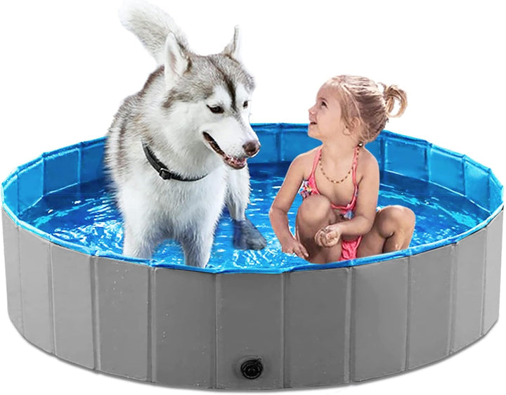 Foldable Dog Pet Bath Pool Collapsible Dog Pet Pool Bathing Tub Kiddie Pool Doggie Wading Pool for Puppy Small Medium Large Dogs Cats and Kids 48" Blue
