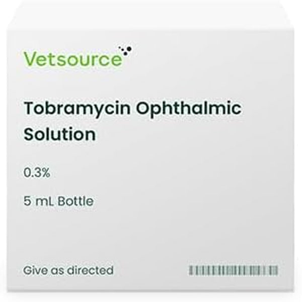 Tobramycin Ophthalmic Solution for Dogs, Cats, and Horses, 0.3%, 5 Ml Bottle
