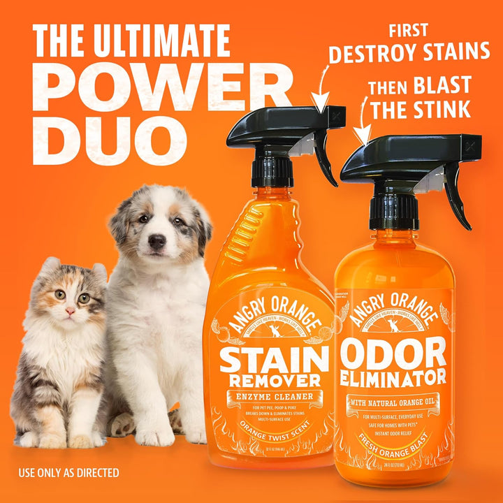 Pet Odor Eliminator for Dog and Cat Urine, Carpet Stains, and Strong Smells – Citrus Cleaner with Natural Orange Oil – 24 Oz