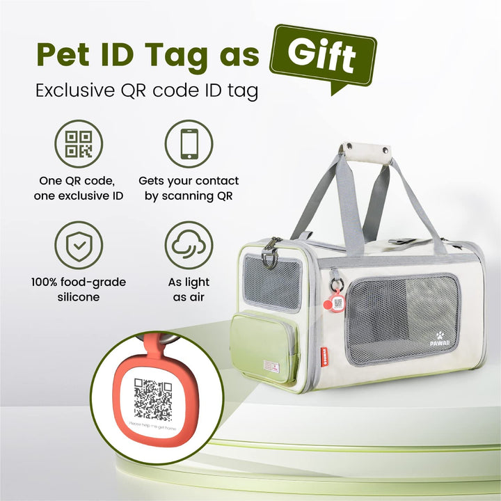 Cat Carrier with ID Tag, TSA Airline Approved Cat Carrier, Soft Sided Collapsible Pet Travel Carrier, Foldable Cat Bag, Portable, Comfortable, Convenient Cat Travel Carrier