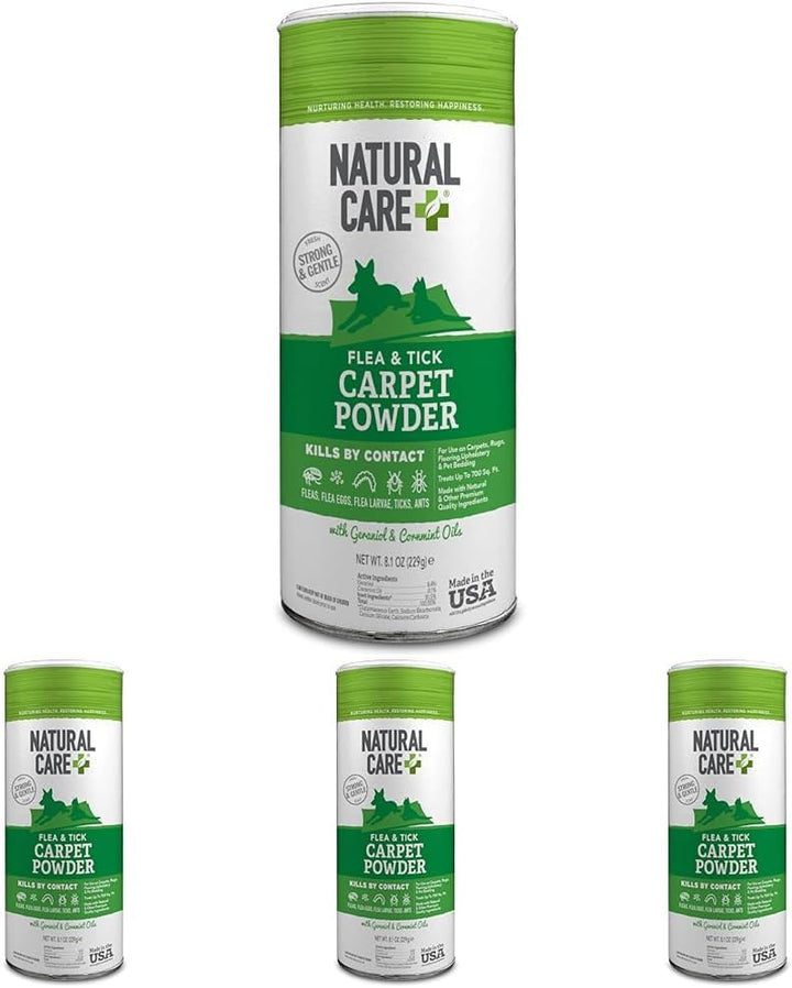 Flea and Tick Carpet Powder, Flea & Tick Treatment for Rugs, Carpet, and Pet Bedding, Pet Essential, Pest Prevention, 8.1 Oz Canister