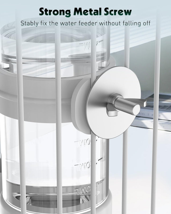 Bird Water Dispenser, Automatic Water Feeder, Plastic Cage Water Dispenser, White Parrot Waterer for Small Parakeet Cockatiel Budgie Lovebirds (Not Fit for Food Feeding)