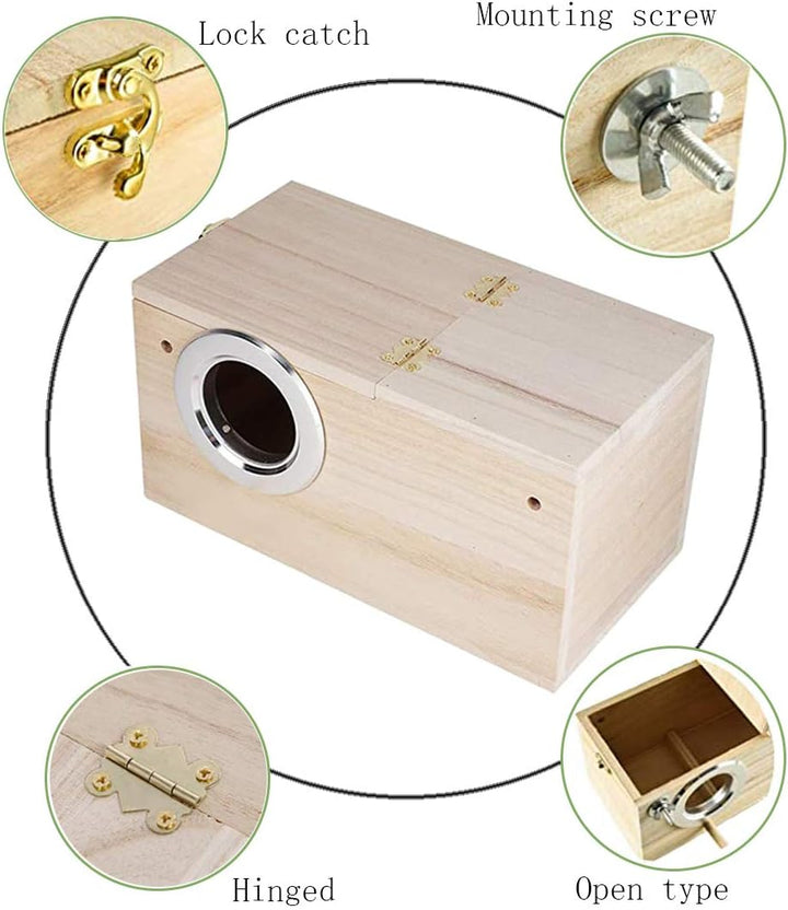 Parakeet Nesting Box Bird House Wood Breeding Box Parrots Mating Box for Lovebirds Budgie Finch Cockatoo Canary and Medium-Sized Birds(S)