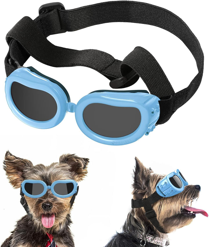 Dog Sunglasses Small Breed Goggles UV Protection,Goggles for Small Dogs Eye Wear Protection with Adjustable Strap Windproof Anti-Fog Sunglasses for S-Mall Doggy Doggie Glasses,Black